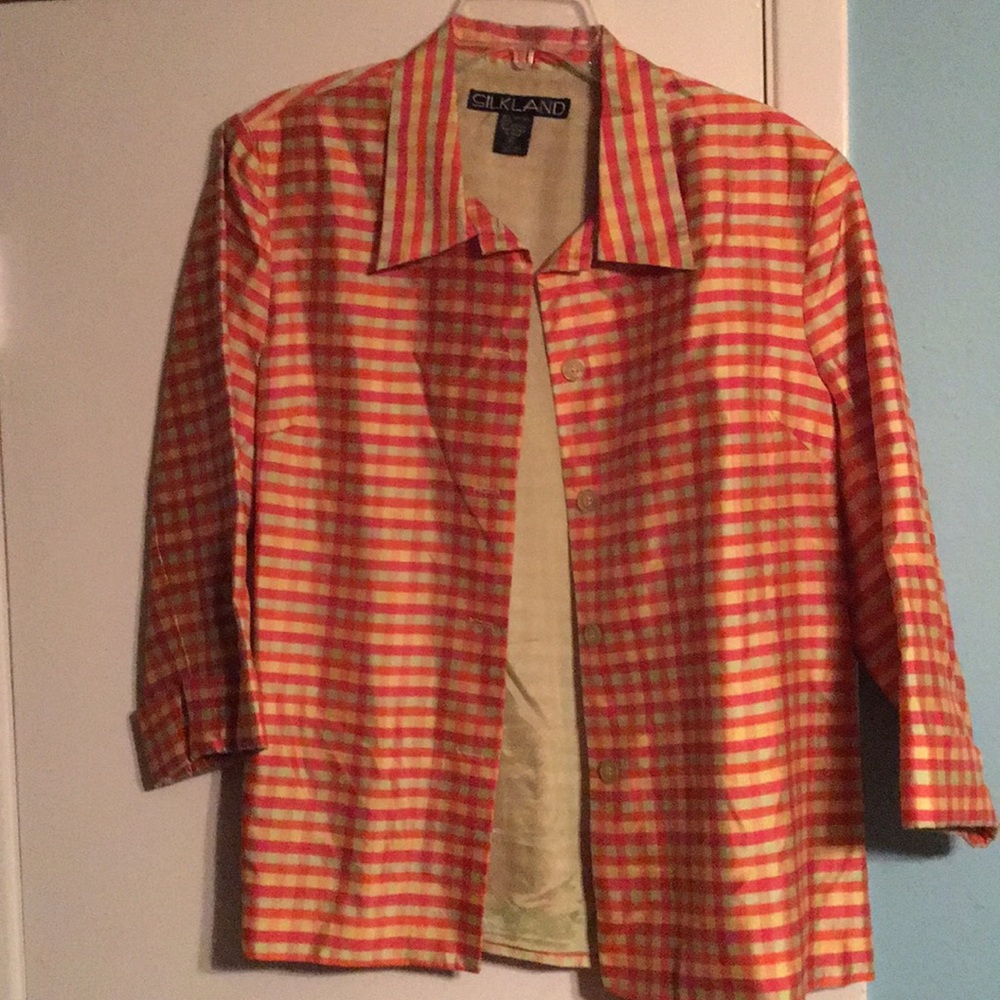 SilkLand jacket. Size 14, multicolored 3/4 sleeve